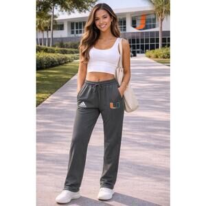 adidas Miami Hurricanes UM Joggers Mens M Womens L Gray NCAA Track Pants Zip